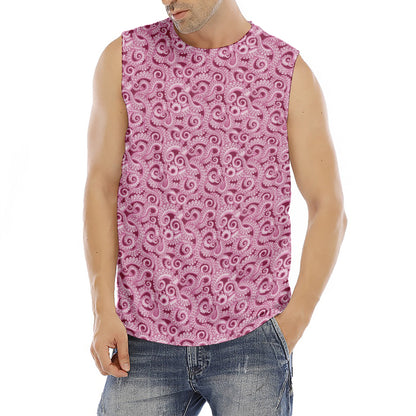 Pink Octopus Tentacles Pattern Print Men's Fitness Tank Top