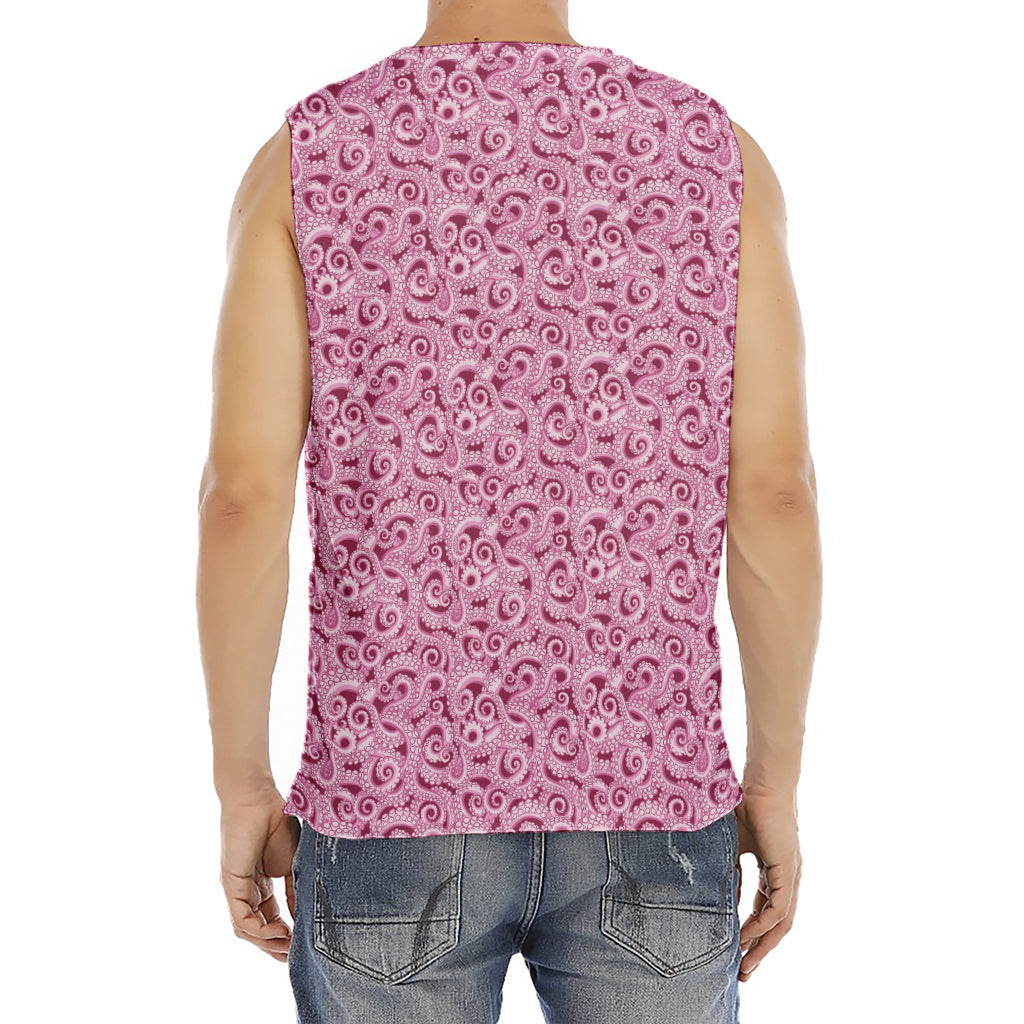 Pink Octopus Tentacles Pattern Print Men's Fitness Tank Top