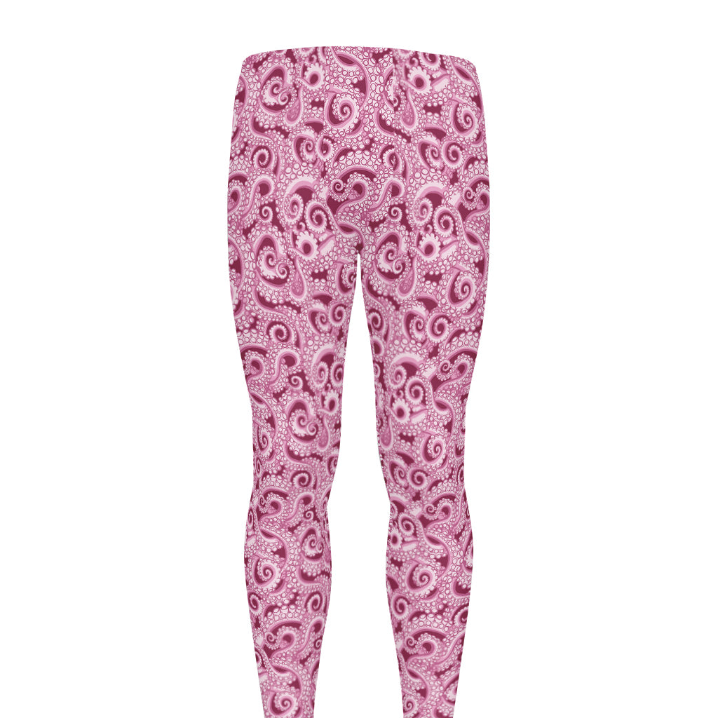 Pink Octopus Tentacles Pattern Print Men's leggings