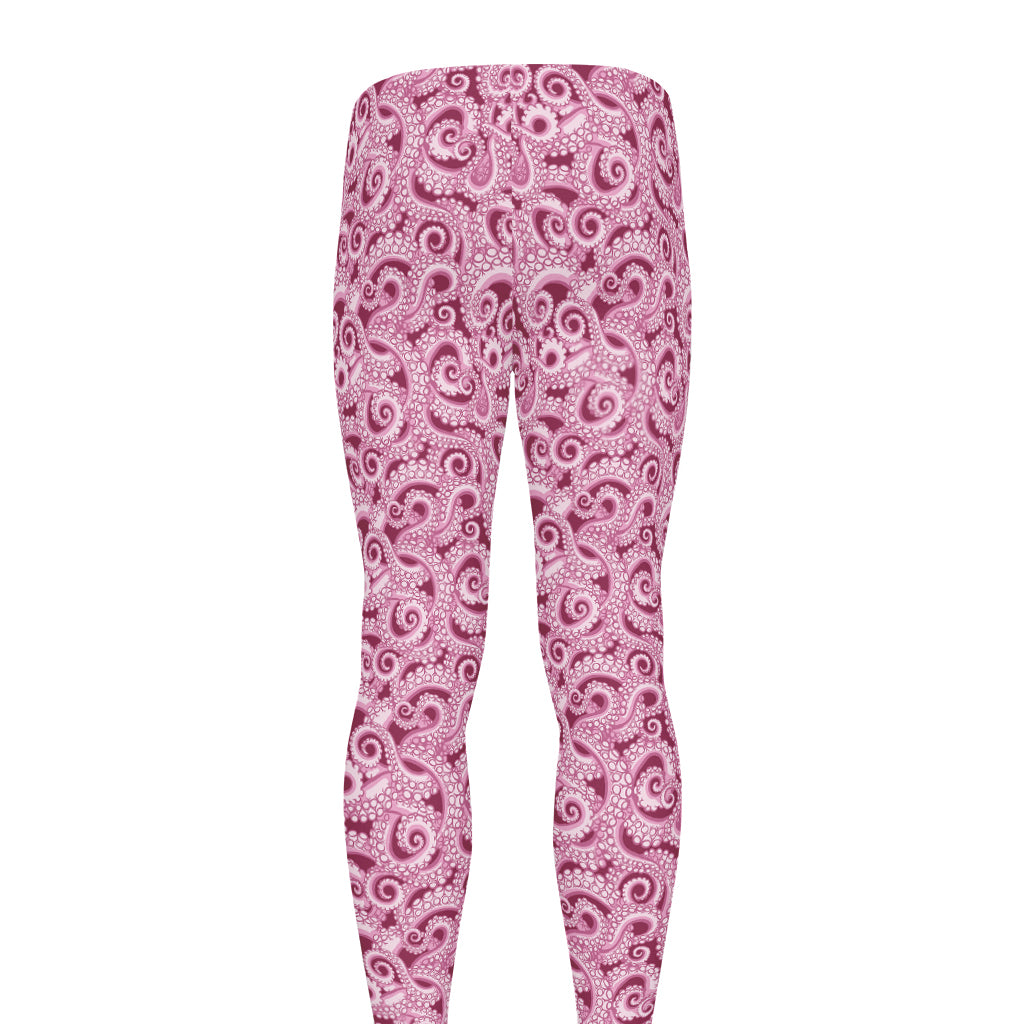 Pink Octopus Tentacles Pattern Print Men's leggings