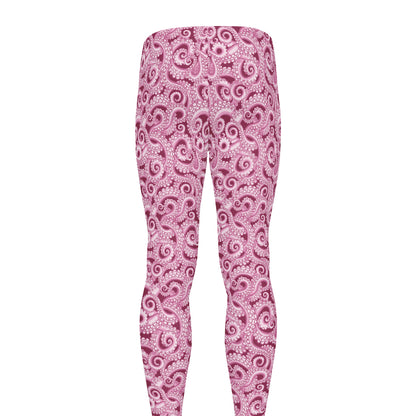 Pink Octopus Tentacles Pattern Print Men's leggings