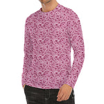 Pink Octopus Tentacles Pattern Print Men's Long Sleeve Rash Guard