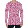 Pink Octopus Tentacles Pattern Print Men's Long Sleeve T-Shirt