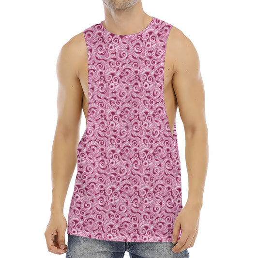 Pink Octopus Tentacles Pattern Print Men's Muscle Tank Top