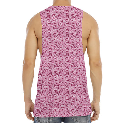 Pink Octopus Tentacles Pattern Print Men's Muscle Tank Top