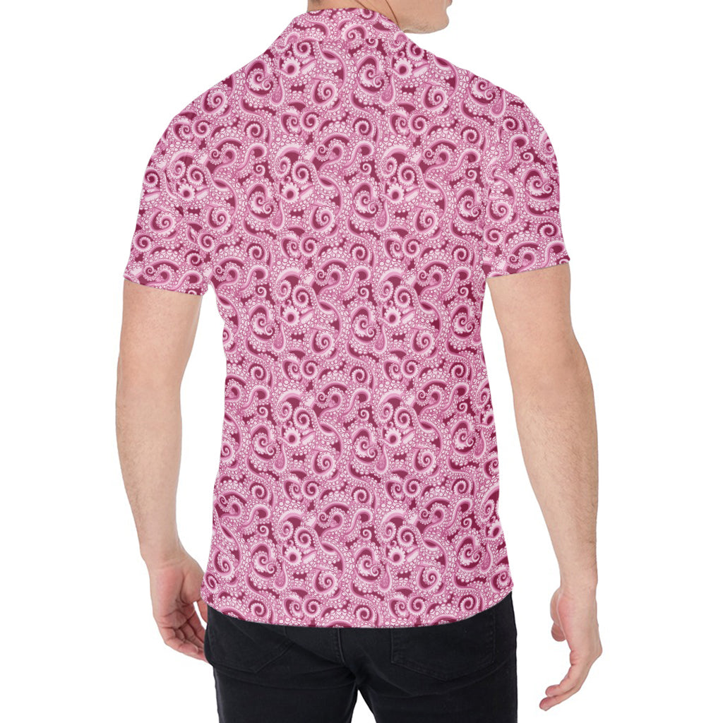 Pink Octopus Tentacles Pattern Print Men's Shirt