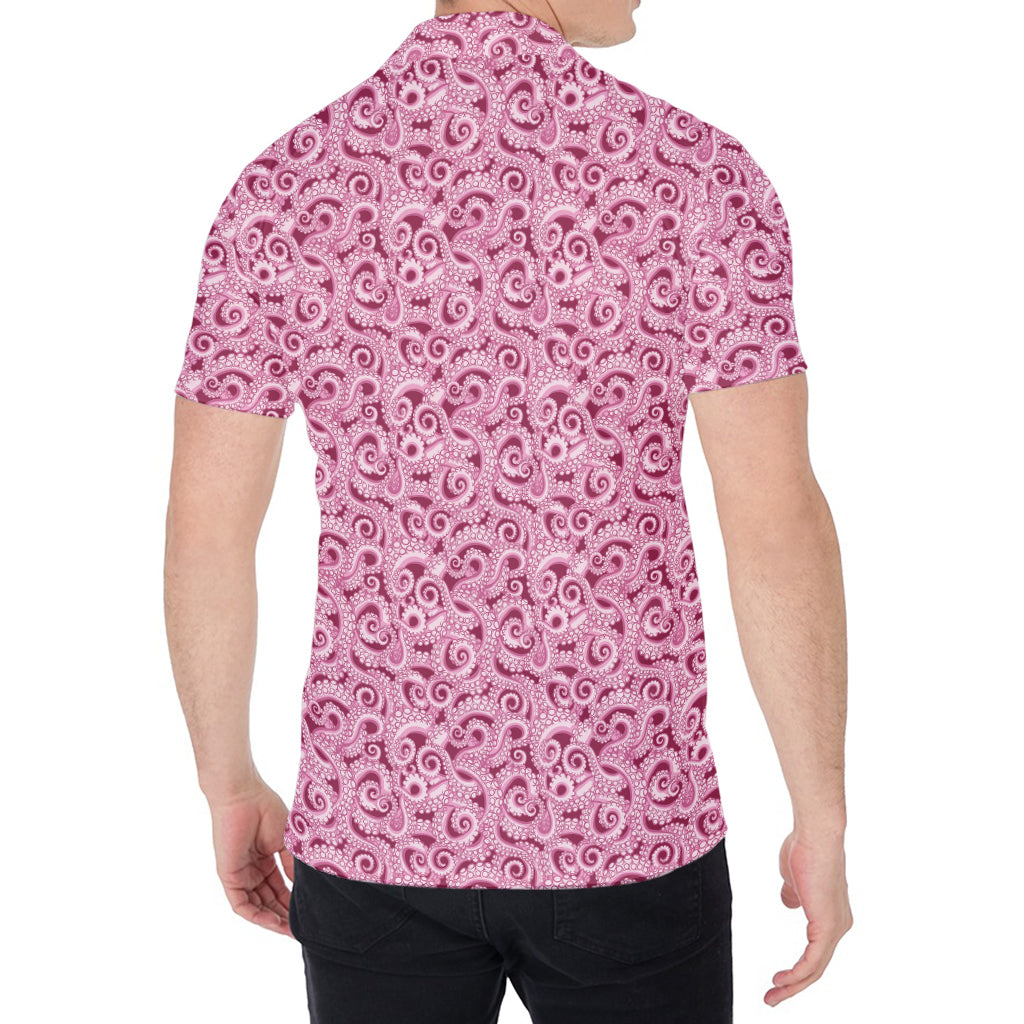 Pink Octopus Tentacles Pattern Print Men's Shirt
