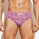 Pink Octopus Tentacles Pattern Print Men's Swim Briefs