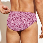 Pink Octopus Tentacles Pattern Print Men's Swim Briefs