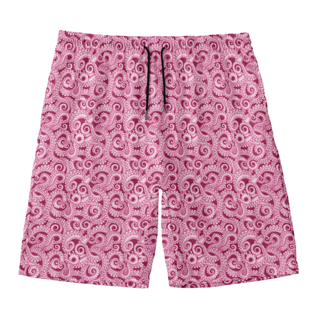 Pink Octopus Tentacles Pattern Print Men's Swim Trunks