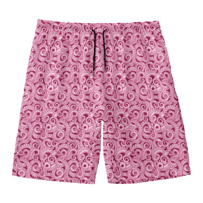 Pink Octopus Tentacles Pattern Print Men's Swim Trunks