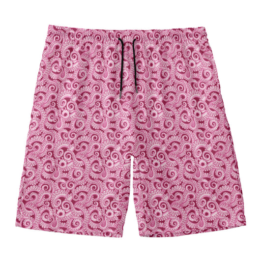 Pink Octopus Tentacles Pattern Print Men's Swim Trunks