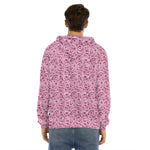 Pink Octopus Tentacles Pattern Print Men's Velvet Pullover Hoodie
