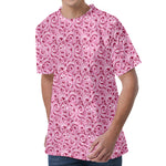 Pink Octopus Tentacles Pattern Print Men's Velvet T-Shirt