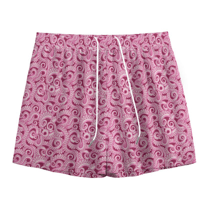 Pink Octopus Tentacles Pattern Print Mesh Shorts