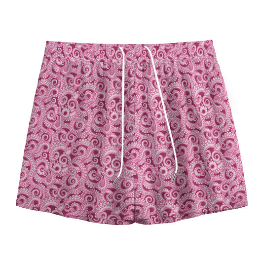 Pink Octopus Tentacles Pattern Print Mesh Shorts