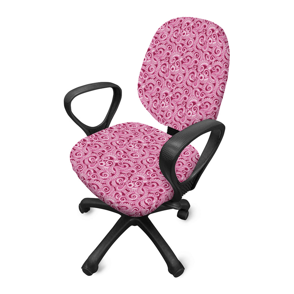 Pink Octopus Tentacles Pattern Print Office Chair Cover