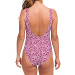Pink Octopus Tentacles Pattern Print One Piece Swimsuit