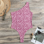 Pink Octopus Tentacles Pattern Print One Shoulder Bodysuit