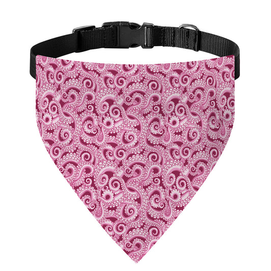 Pink Octopus Tentacles Pattern Print Over The Collar Dog Bandana