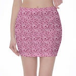 Pink Octopus Tentacles Pattern Print Pencil Mini Skirt