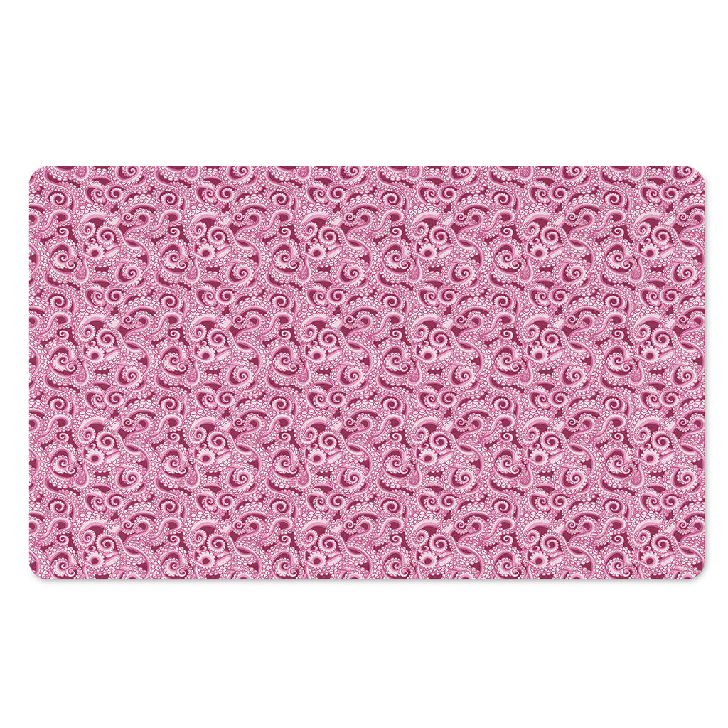 Pink Octopus Tentacles Pattern Print Polyester Doormat