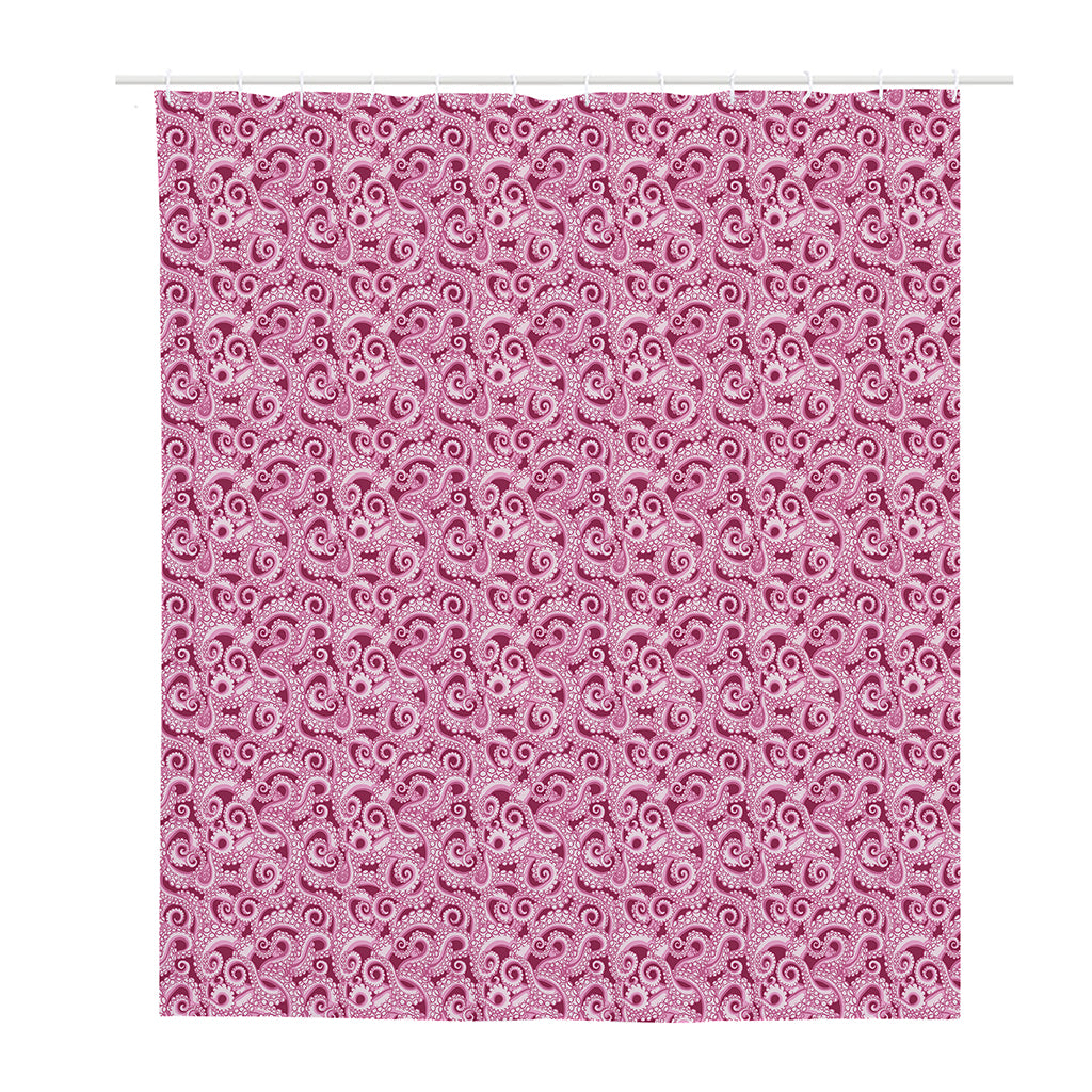 Pink Octopus Tentacles Pattern Print Polyester Shower Curtain