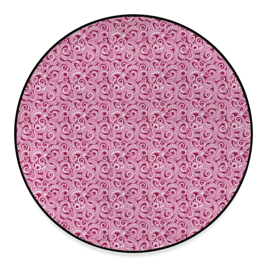 Pink Octopus Tentacles Pattern Print Round Floor Mat