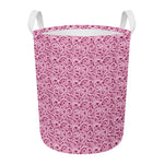 Pink Octopus Tentacles Pattern Print Round Laundry Basket