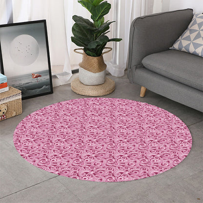 Pink Octopus Tentacles Pattern Print Round Rug