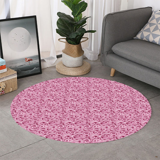 Pink Octopus Tentacles Pattern Print Round Rug