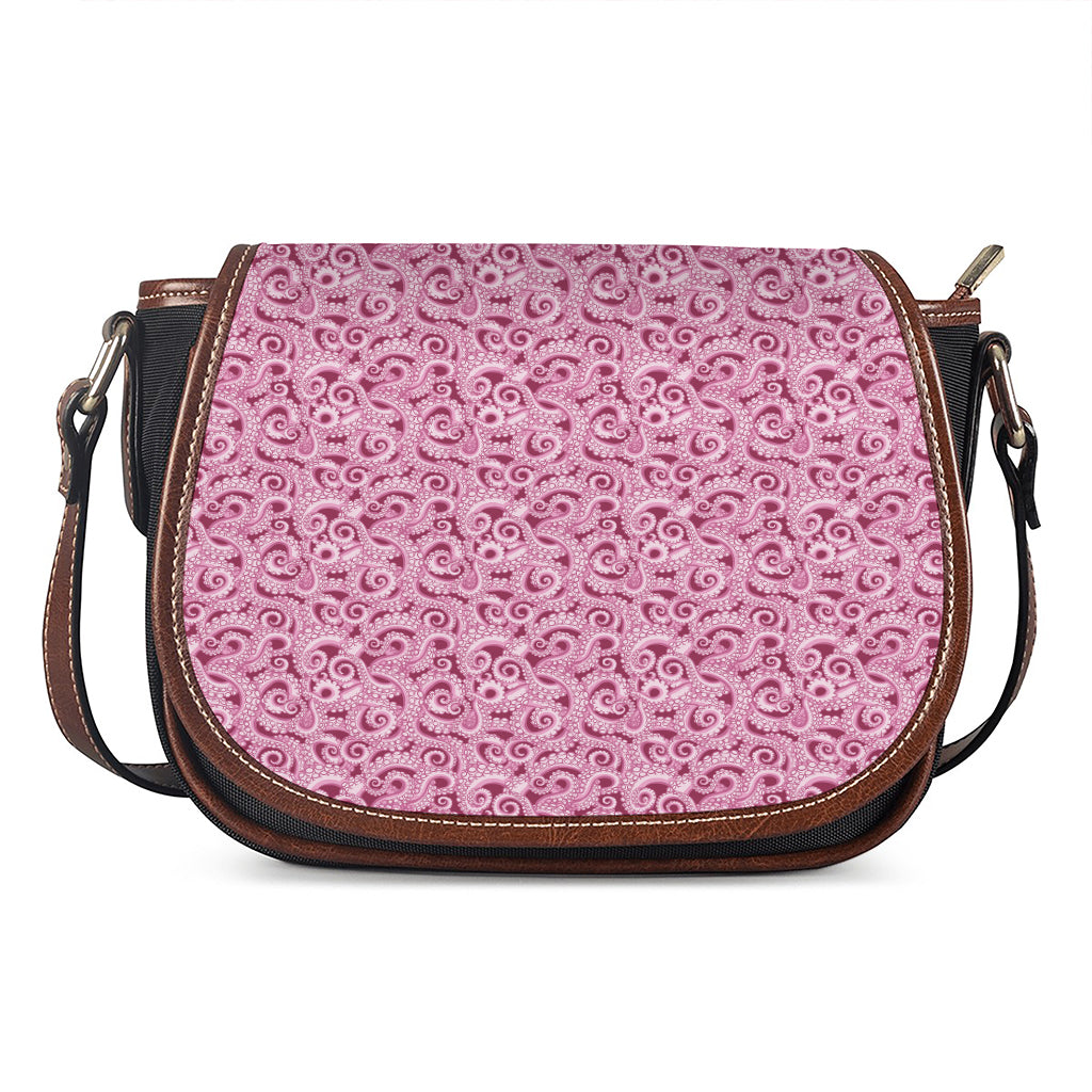 Pink Octopus Tentacles Pattern Print Saddle Bag