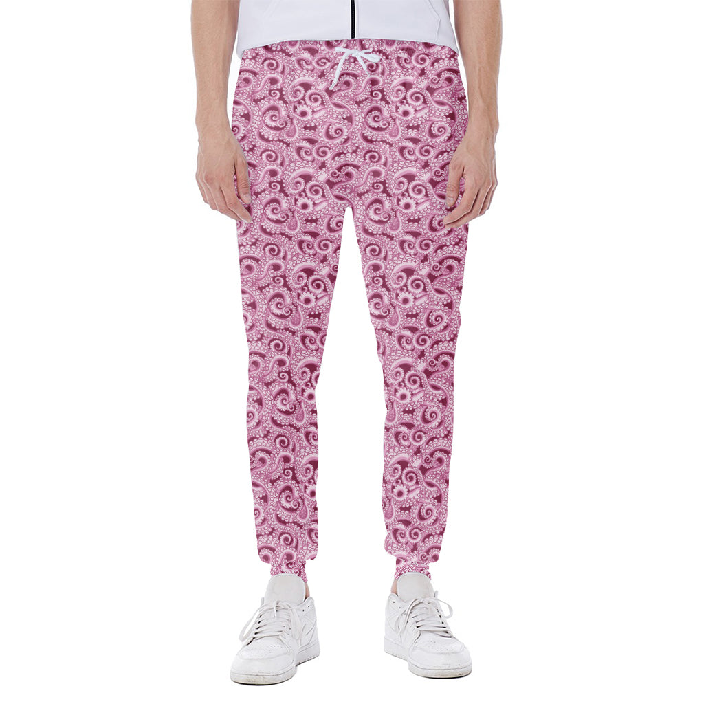 Pink Octopus Tentacles Pattern Print Scuba Joggers