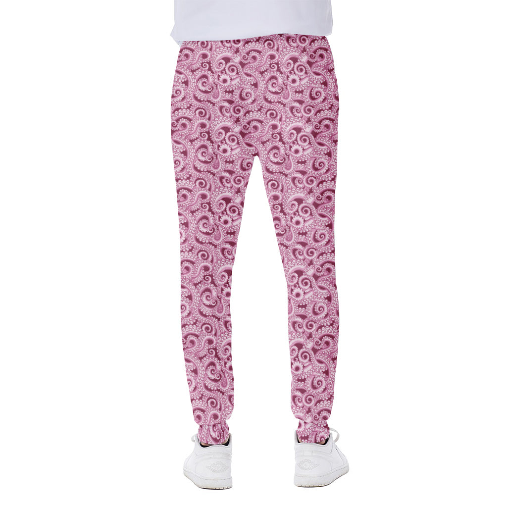 Pink Octopus Tentacles Pattern Print Scuba Joggers
