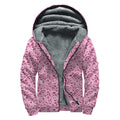 Pink Octopus Tentacles Pattern Print Sherpa Lined Zip Up Hoodie