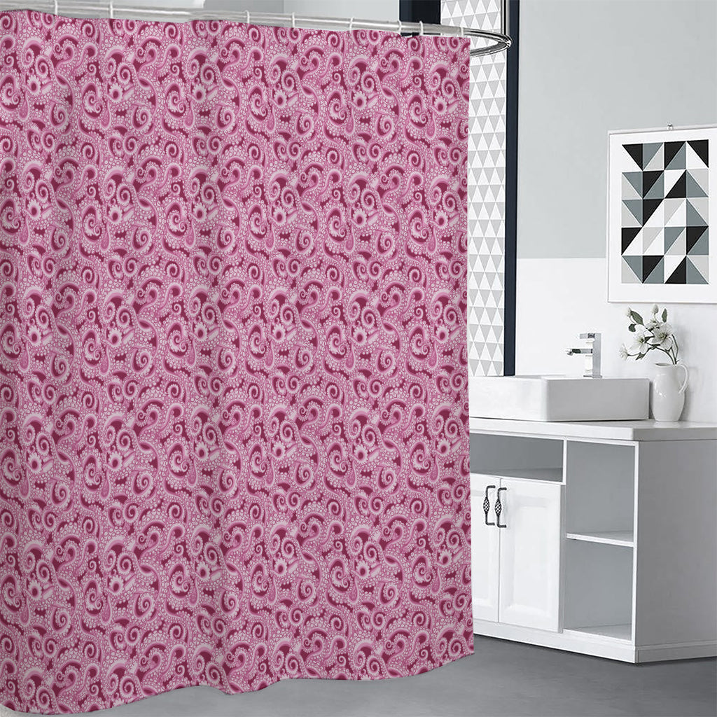 Pink Octopus Tentacles Pattern Print Shower Curtain