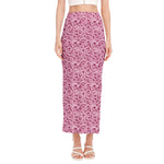 Pink Octopus Tentacles Pattern Print Side Slit Maxi Skirt