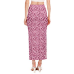 Pink Octopus Tentacles Pattern Print Side Slit Maxi Skirt