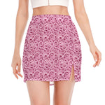 Pink Octopus Tentacles Pattern Print Side Slit Mini Skirt