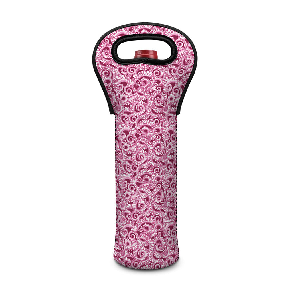 Pink Octopus Tentacles Pattern Print Single Neoprene Wine Tote