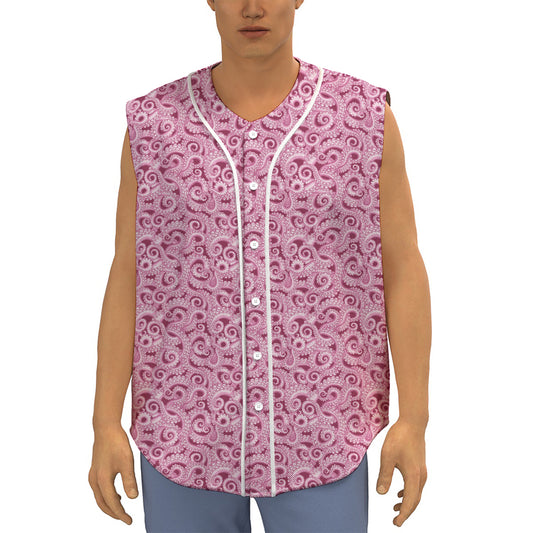 Pink Octopus Tentacles Pattern Print Sleeveless Baseball Jersey