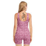 Pink Octopus Tentacles Pattern Print Sleeveless One Piece Swimsuit