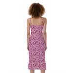 Pink Octopus Tentacles Pattern Print Slim Fit Midi Cami Dress