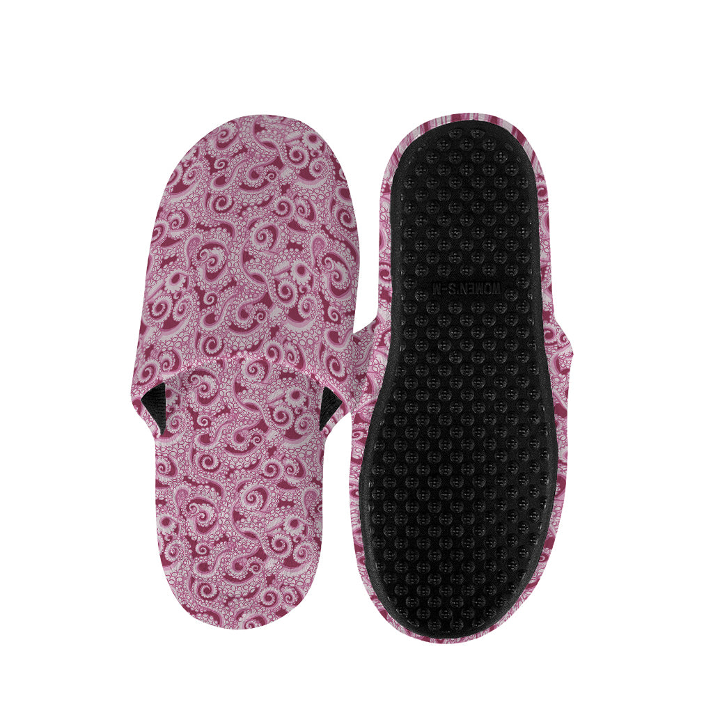 Pink Octopus Tentacles Pattern Print Slippers