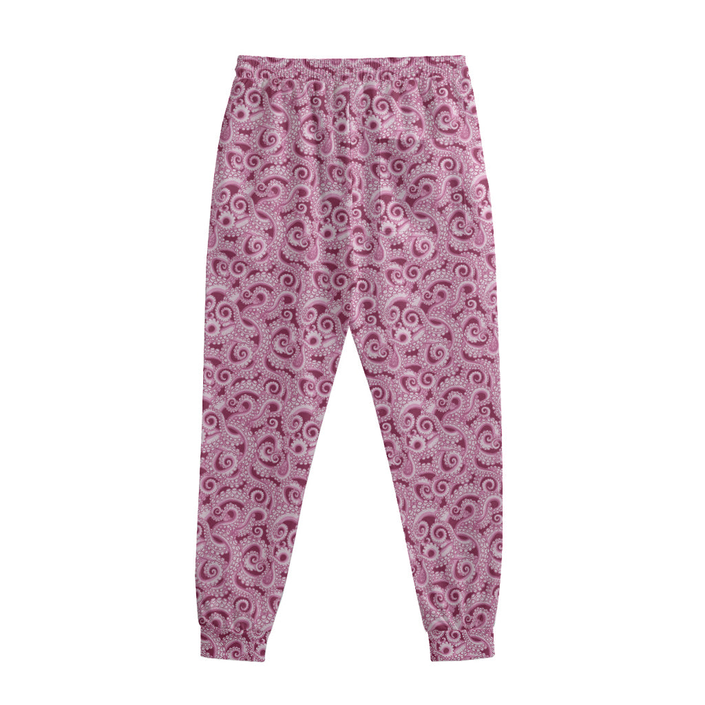 Pink Octopus Tentacles Pattern Print Sweatpants