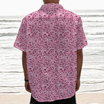 Pink Octopus Tentacles Pattern Print Textured Short Sleeve Shirt