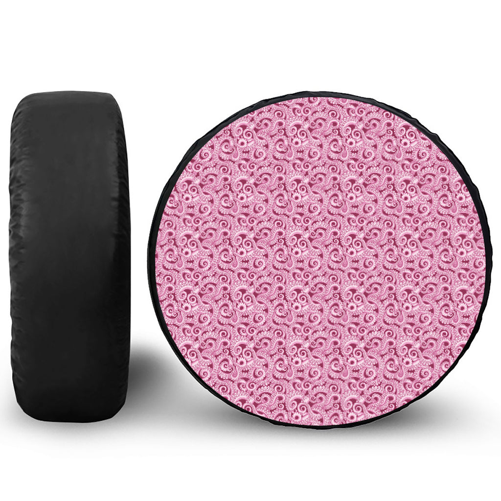 Pink Octopus Tentacles Pattern Print Tire Cover