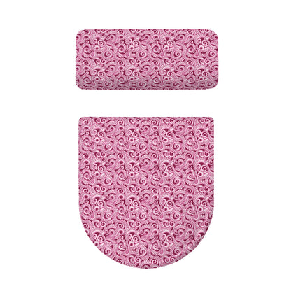 Pink Octopus Tentacles Pattern Print Toilet Lid And Tank Cover Set