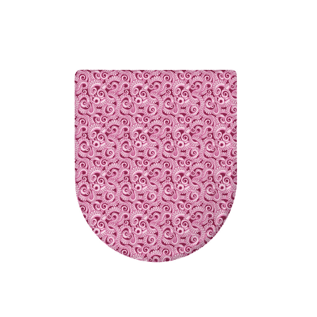 Pink Octopus Tentacles Pattern Print Toilet Lid Cover