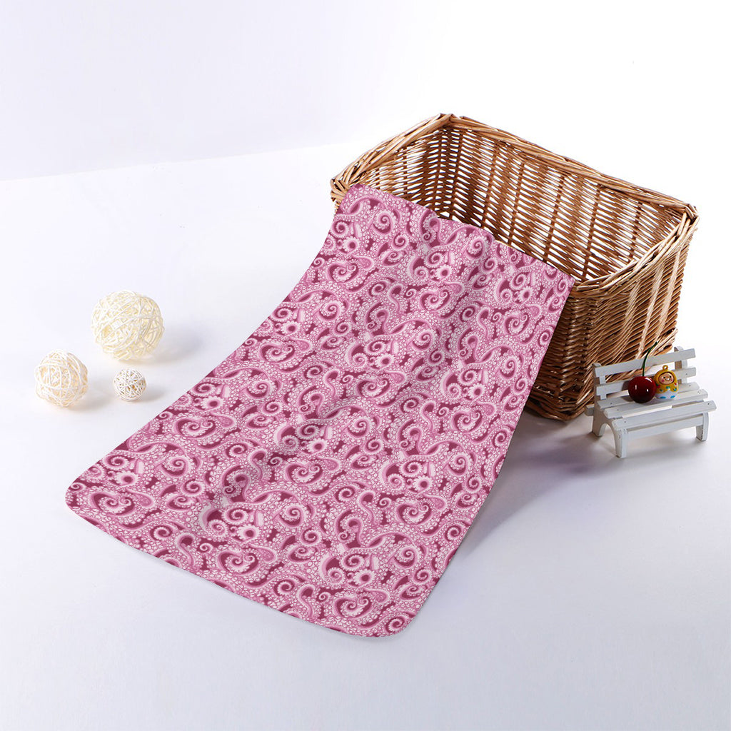 Pink Octopus Tentacles Pattern Print Towel